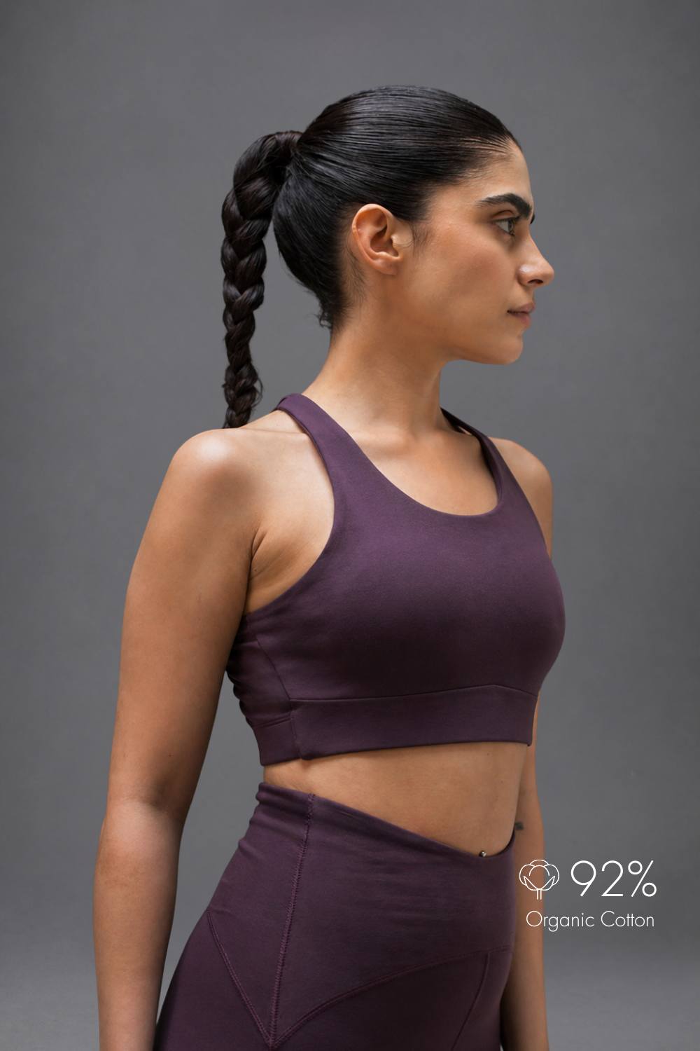 Organic Cotton Full Coverage Sports Bra (Plum)