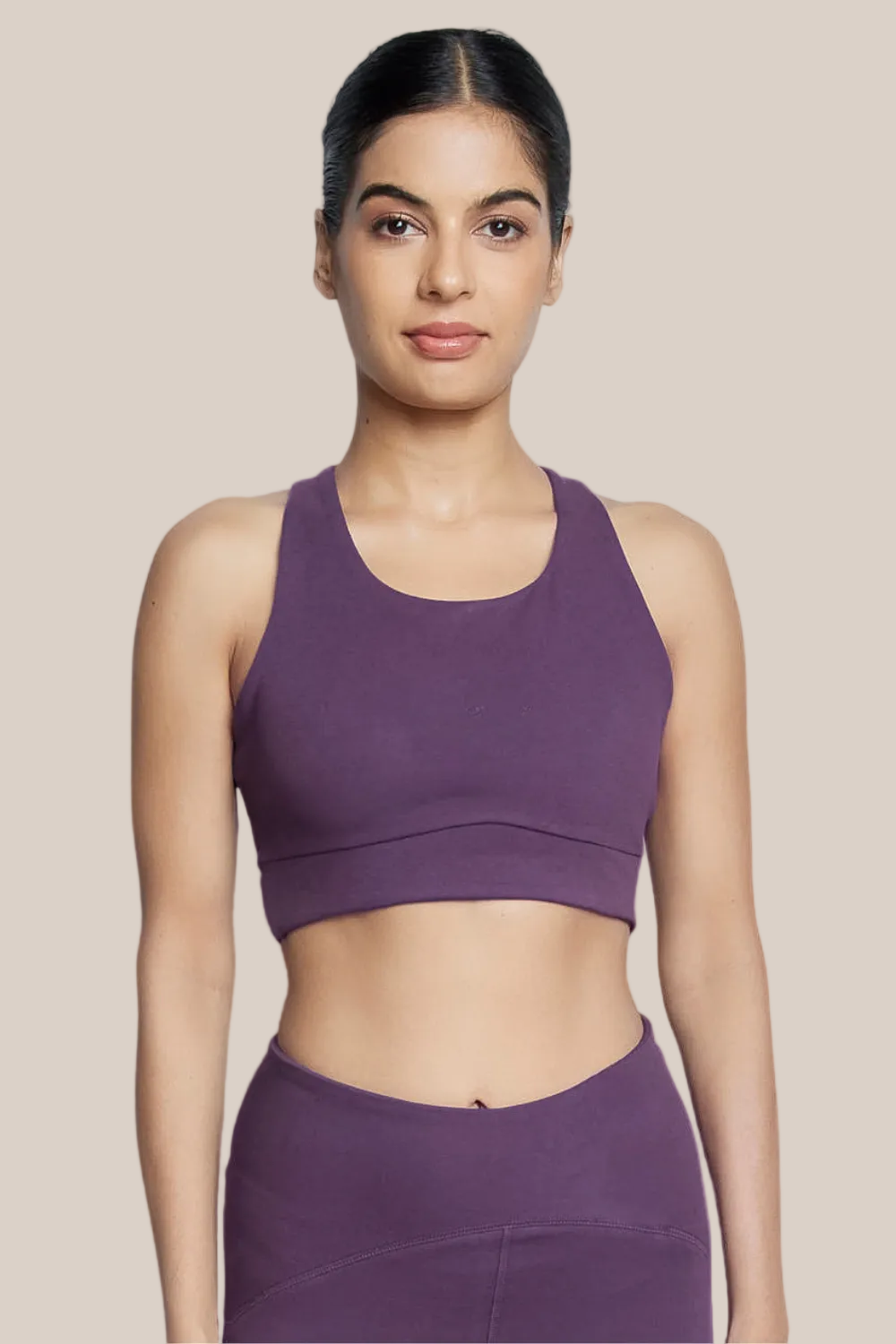 Organic Cotton Full Coverage Sports Bra (Plum)