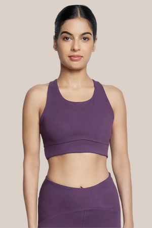Organic Cotton Full Coverage Sports Bra (Plum)