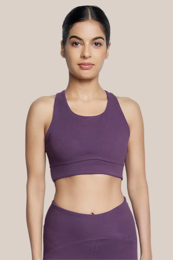 Organic Cotton Full Coverage Sports Bra (Plum)
