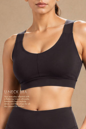 U-Neck Active Bra (Carbon Black)