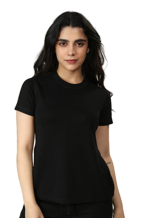 Tencel Ribbed Tee (Carbon Black)