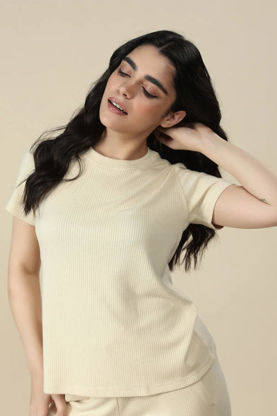 Tencel Ribbed Tee (Sand)