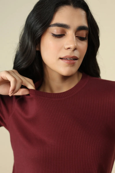 Tencel Ribbed Tee (Sangria)