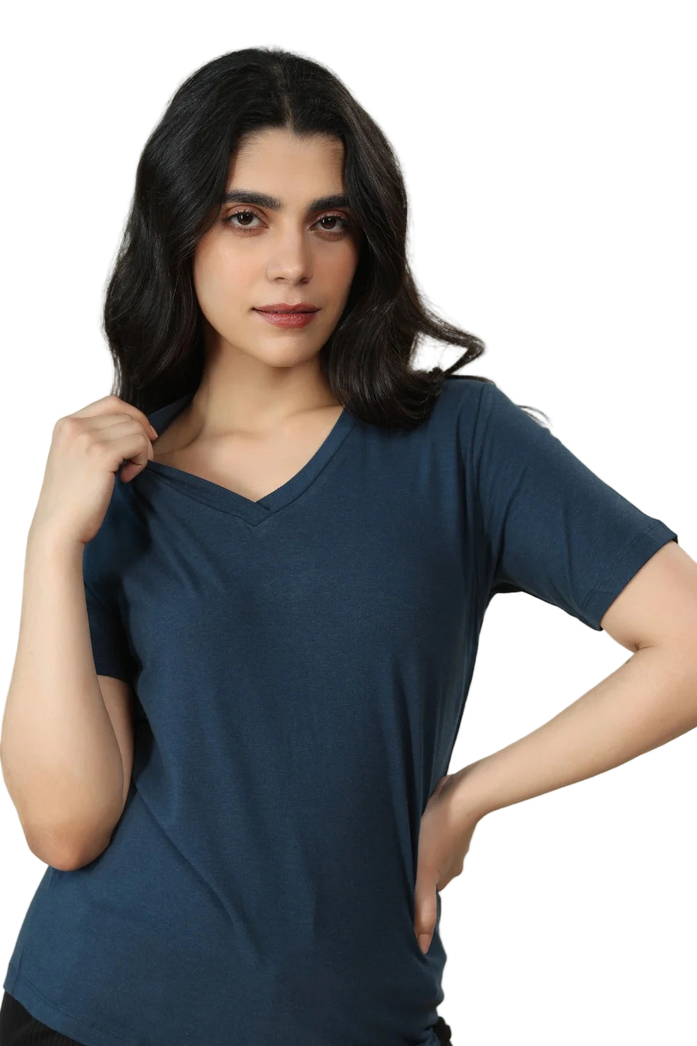Bamboo V-Neck T-Shirt (Rustic Blue)