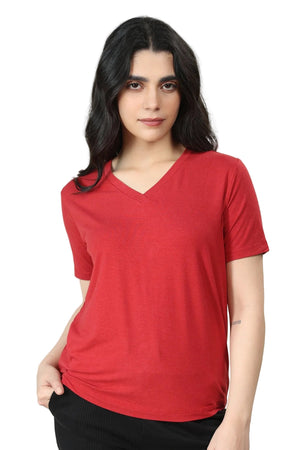 Bamboo V-Neck T-Shirt (Bold Red)