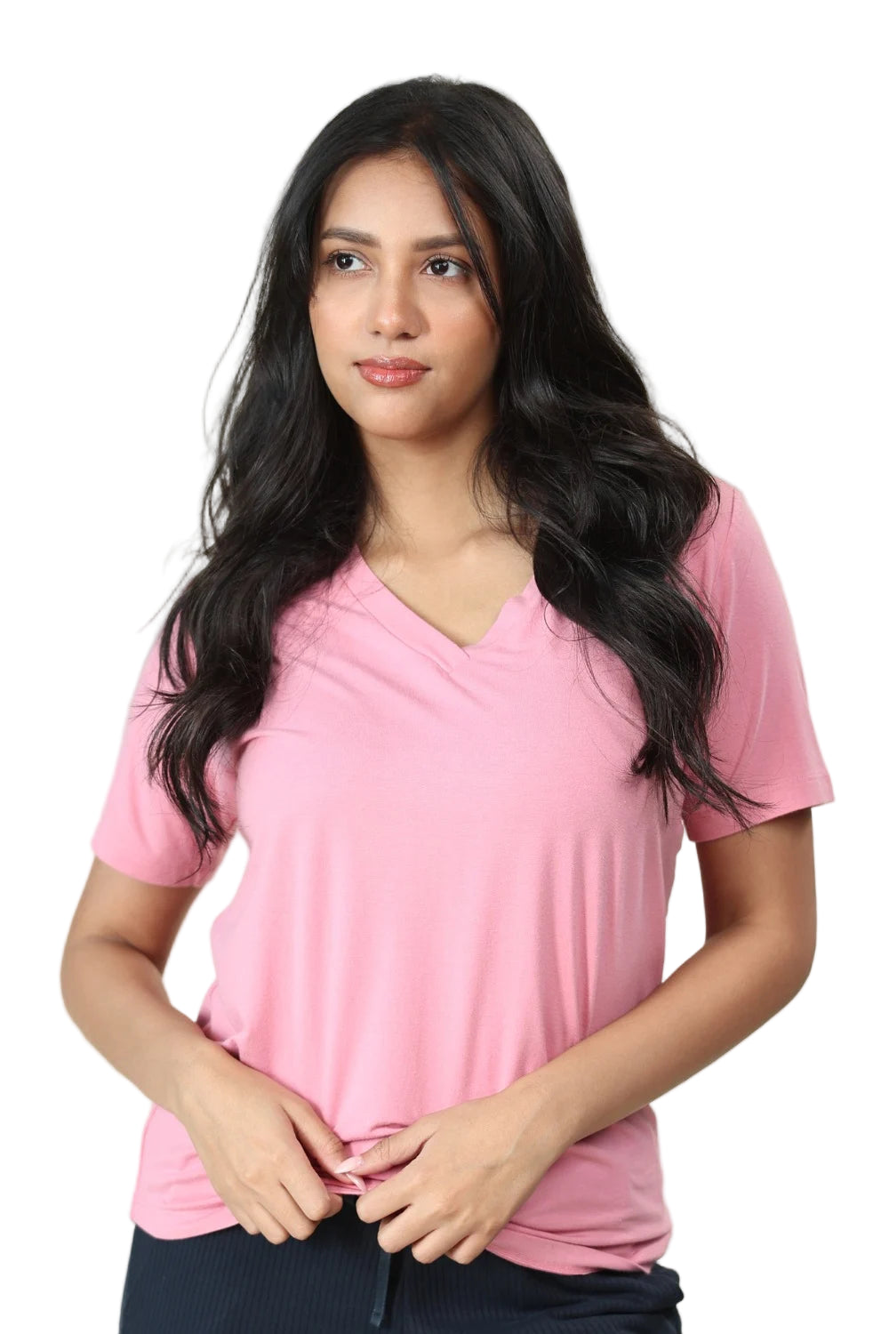 Bamboo V-Neck T-Shirt (Wild Rose)