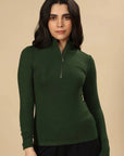 Bamboo Quarter Zip Top (Pine Green)