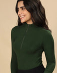 Bamboo Quarter Zip Top (Pine Green)