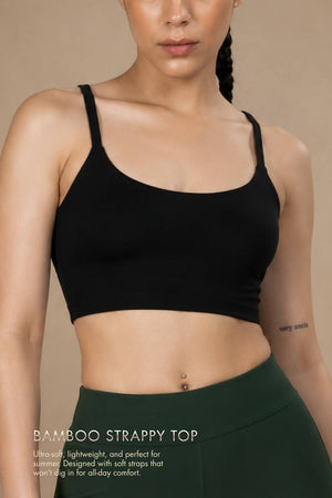 Bamboo Strappy Top and Lounge Pants Set (Carbon Black)