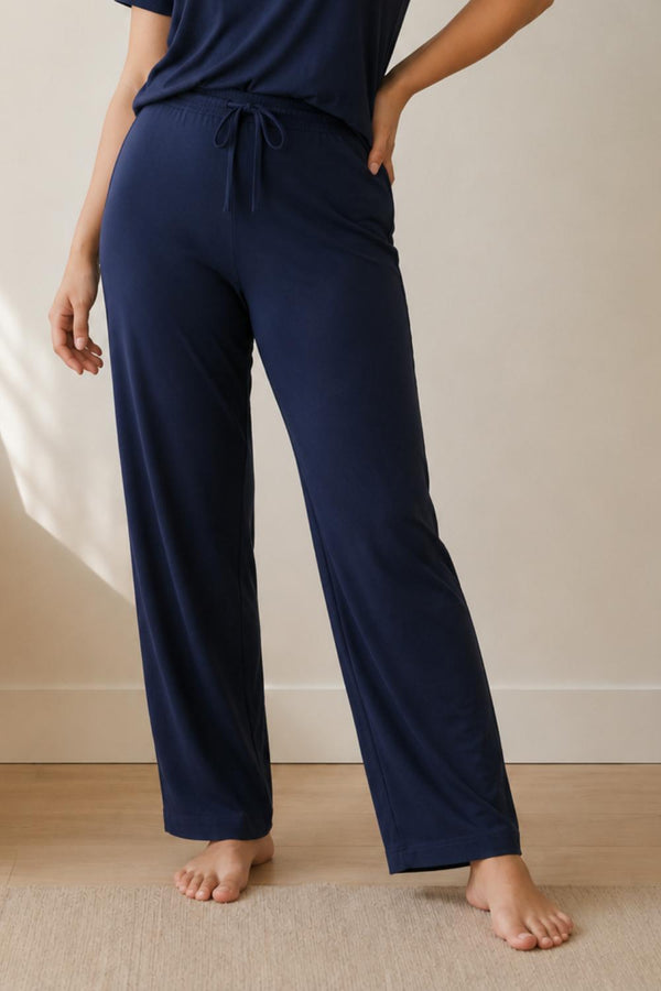 Bamboo Strappy Top and Lounge Pants Set (Midnight Navy)