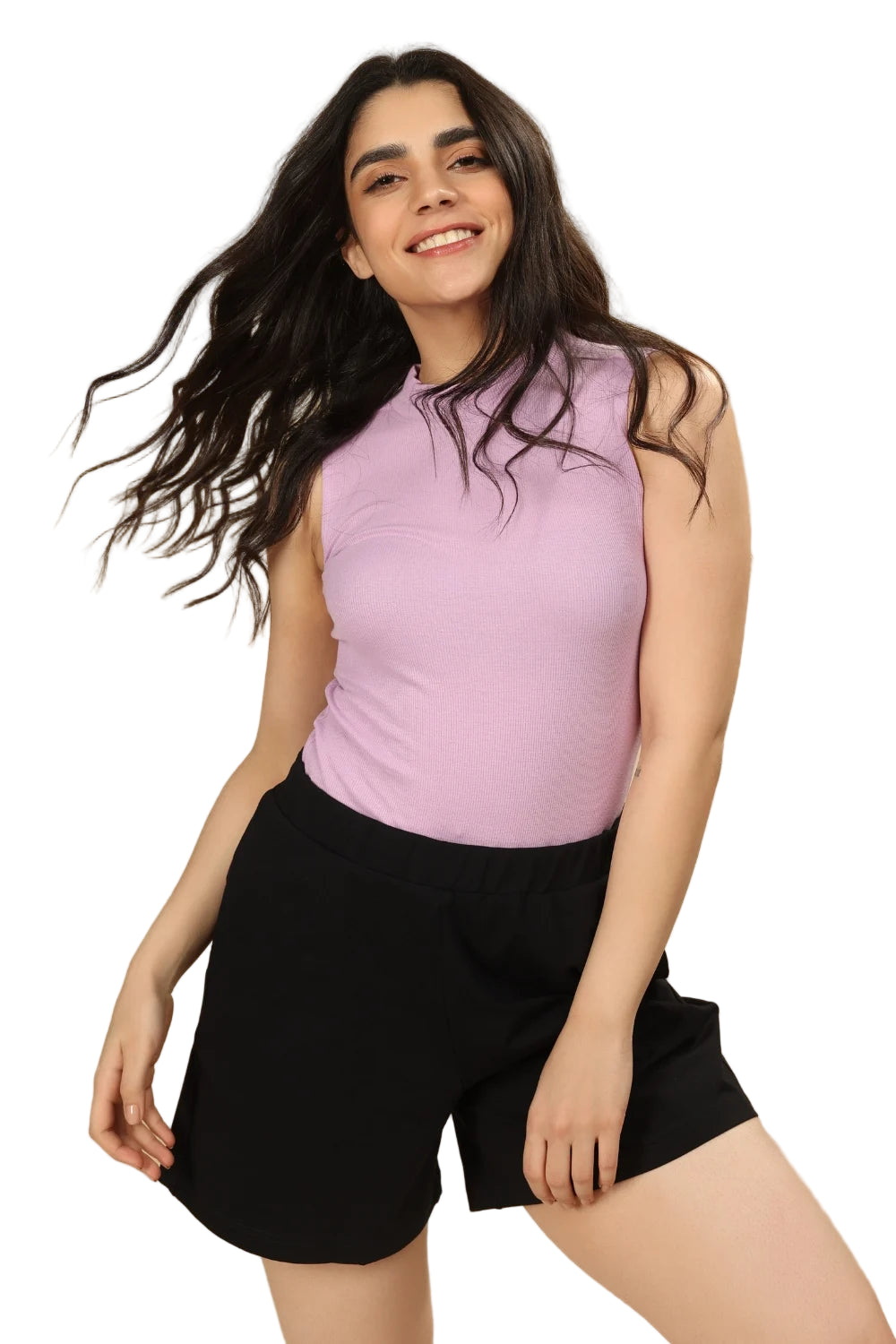 Women’s Organic Cotton Lounge Shorts – High-Waist with Utility Pocket (280 GSM) (Carbon Black)