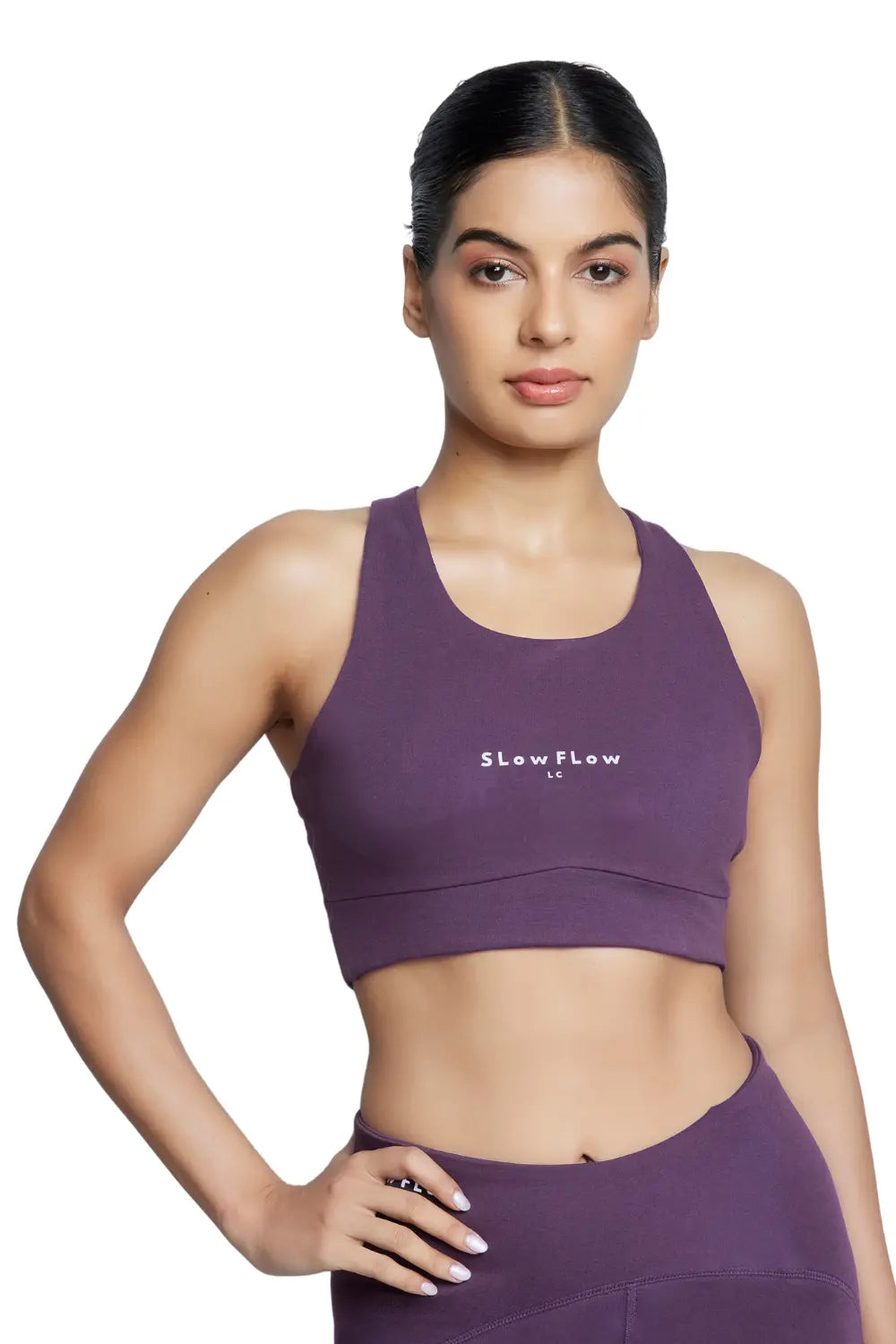 Essential Organic Cotton Sports Bra (Plum)