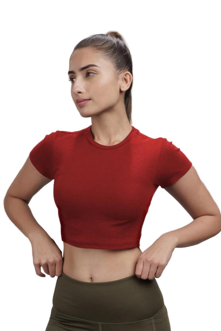 Bamboo Crop Top (Bold Red)