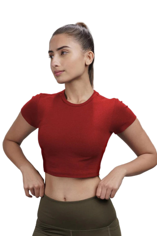 Bamboo Crop Top (Bold Red)