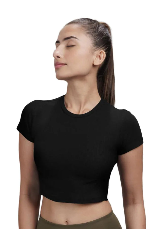 Bamboo Crop Top (Carbon Black)
