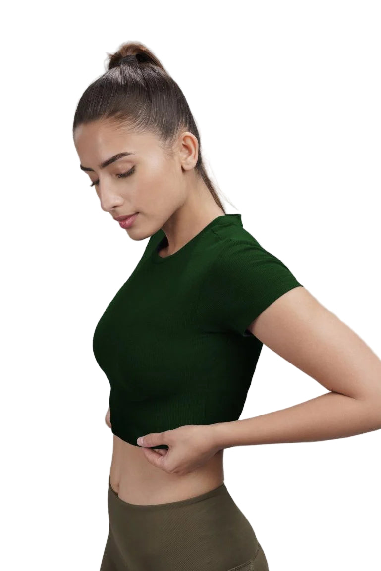 Bamboo Crop Top (Pine Green)