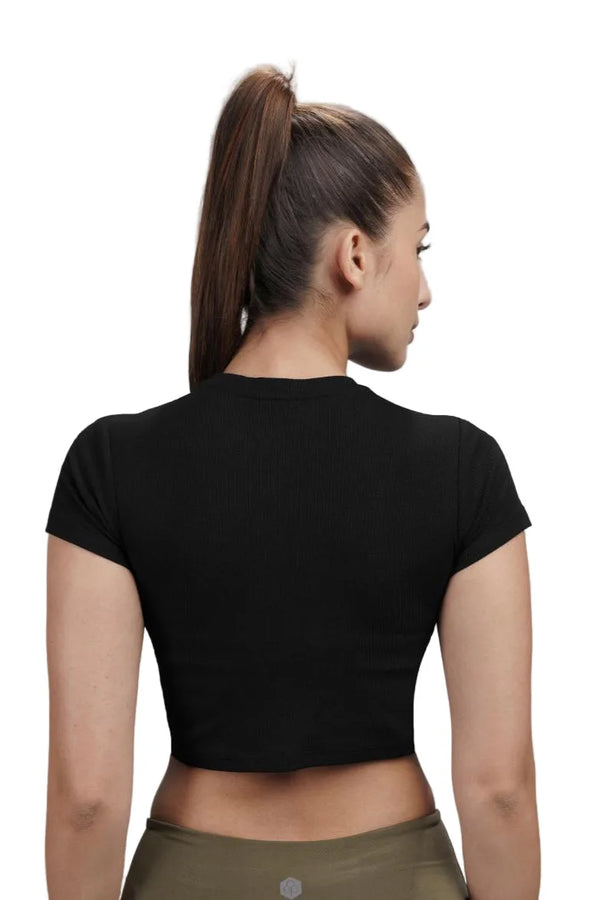 Bamboo Crop Top (Carbon Black)