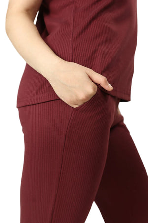 Ribbed Lounge Pants (Sangria)