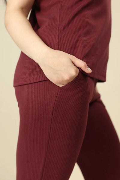 Ribbed Lounge Pants (Sangria)