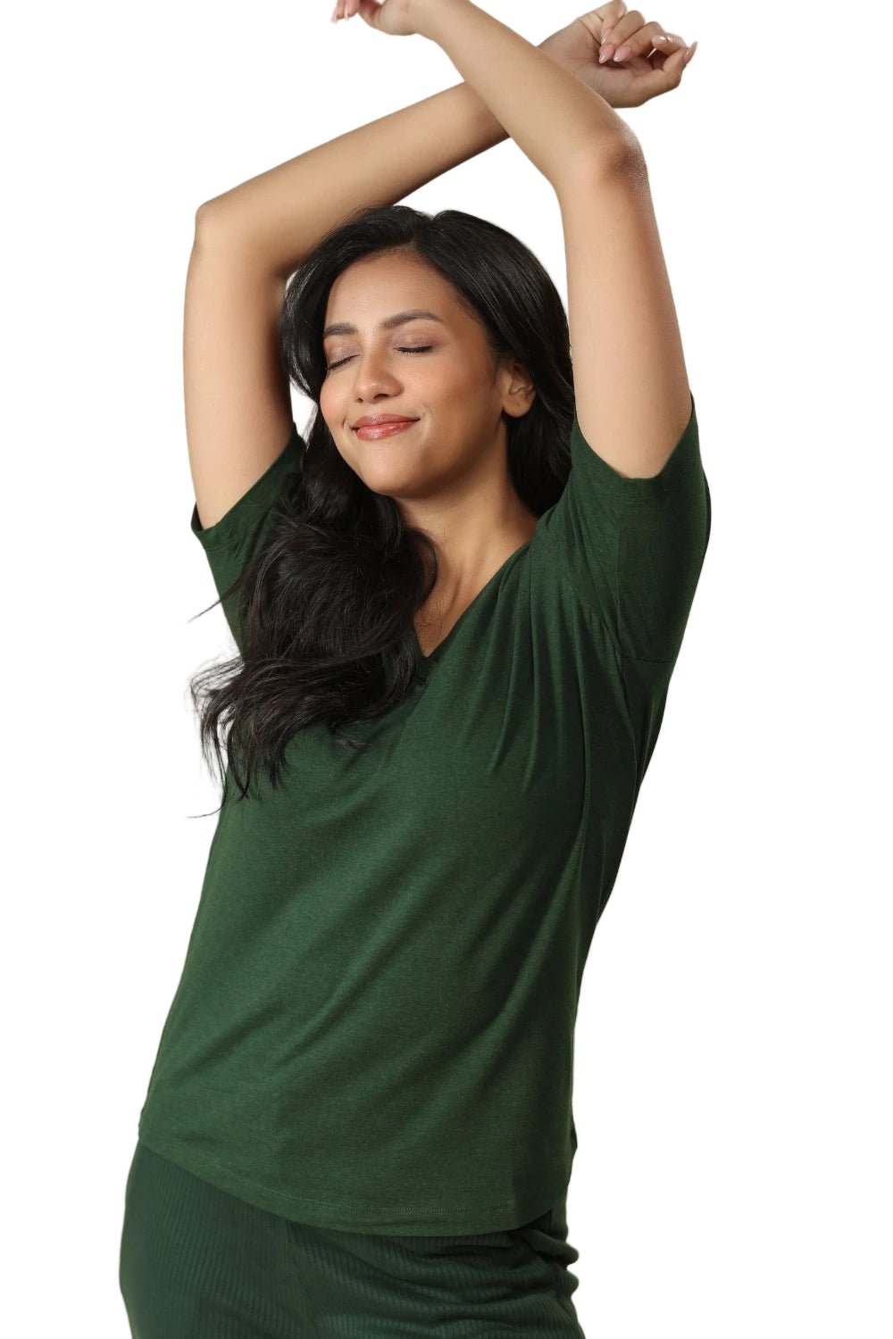 Bamboo V-Neck T-Shirt (Pine Green)