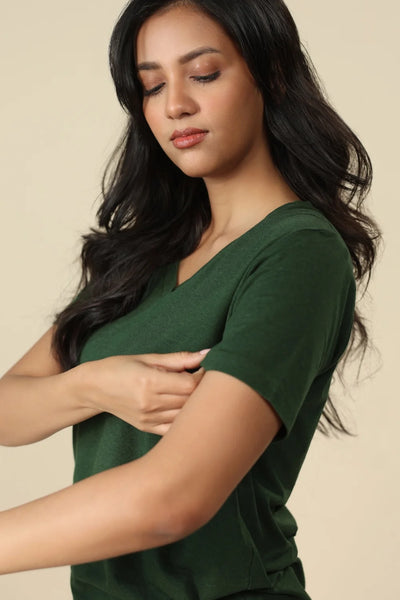 Bamboo V-Neck T-Shirt (Pine Green)