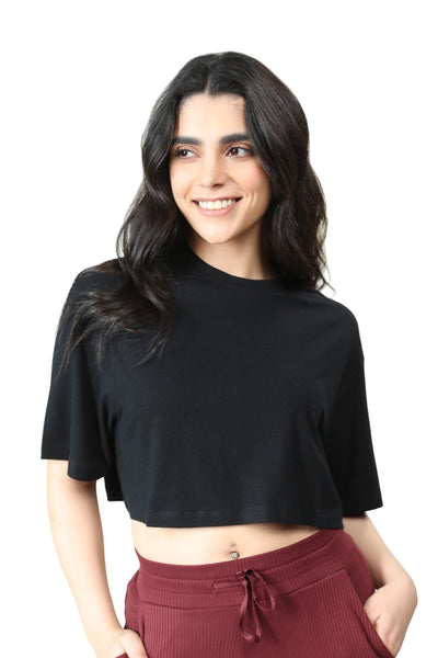 Bamboo Boxy Tee (Carbon Black)