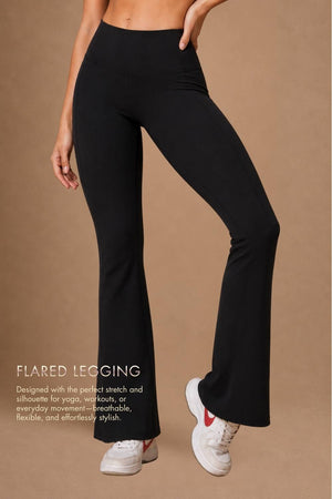 Flared Yoga Leggings (Bio-Poly Edition) (Carbon Black)