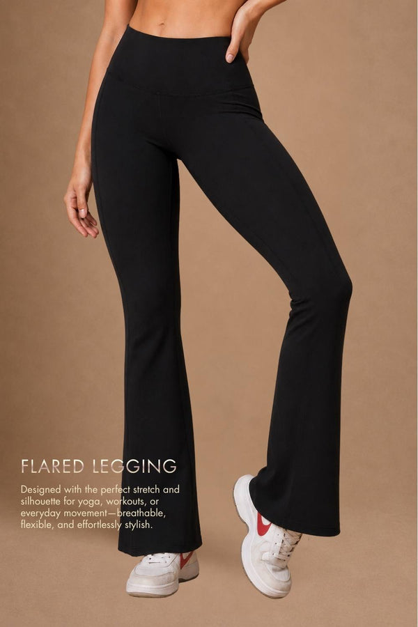 Flared Yoga Leggings (Bio-Poly Edition) (Carbon Black)