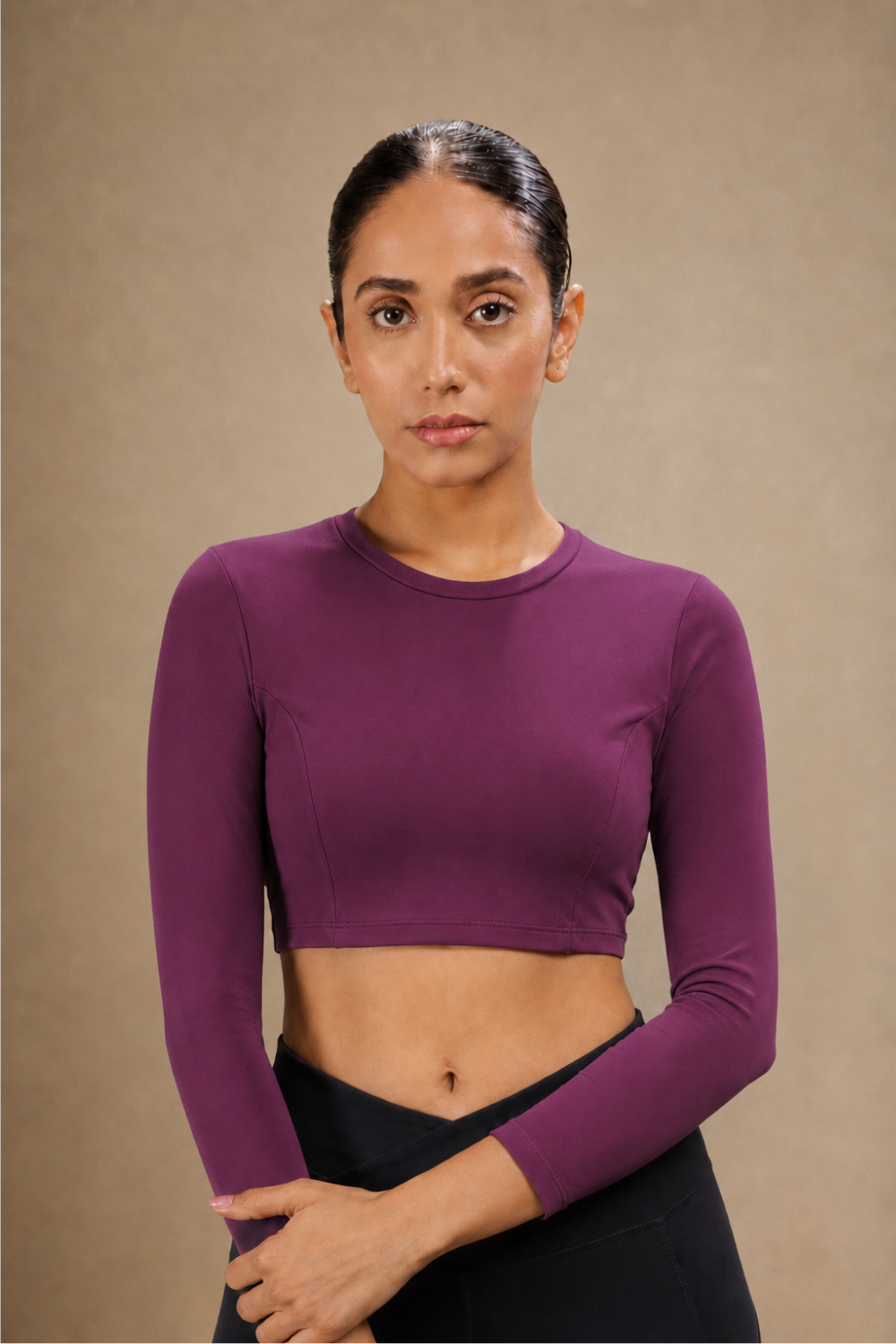 Cropped Active Tee (Deep Purple)
