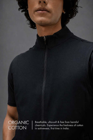 Organic Cotton Men's Sleeveless Jacket (Carbon Black)