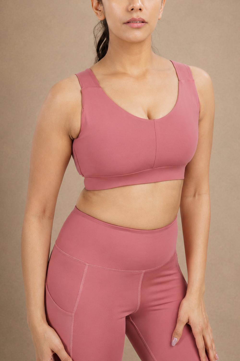 U-Neck Active Bra (Mauvewood)
