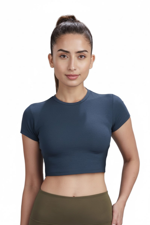 Bamboo Crop Top (Rustic Blue)