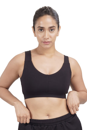 U-Neck Active Bra (Carbon Black)