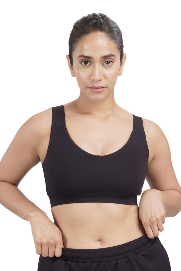 U-Neck Active Bra (Carbon Black)