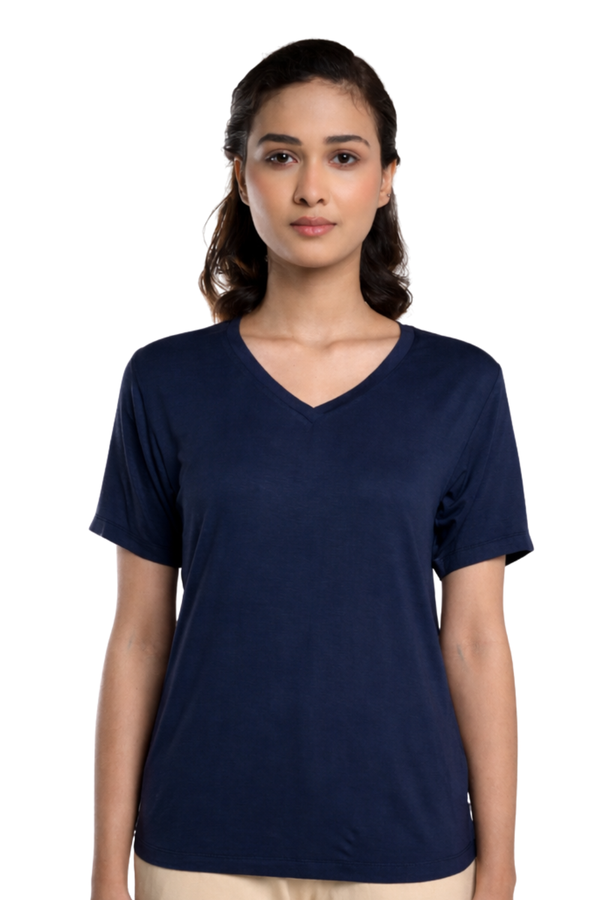 Bamboo Lounge V-Neck T-Shirt (Midnight Navy)