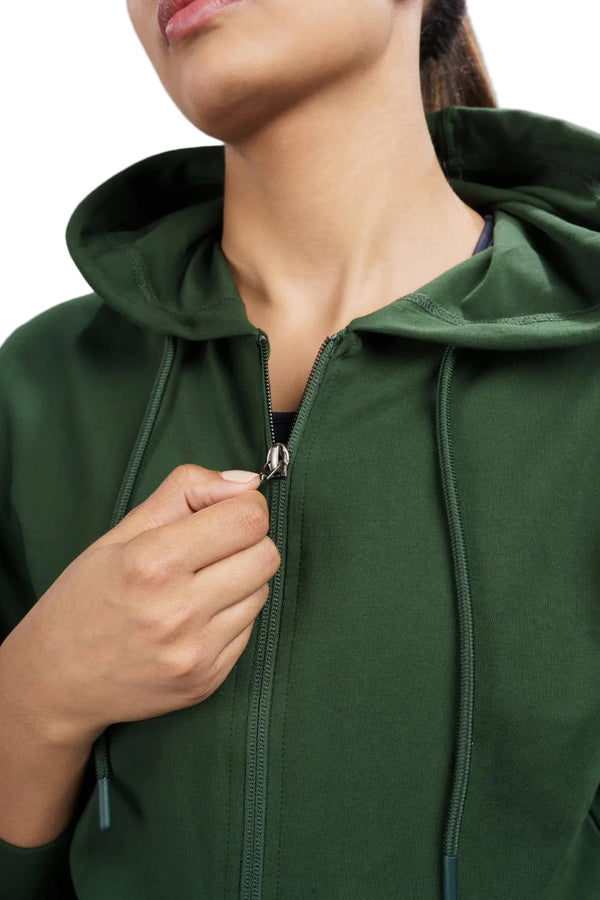 Women’s Cropped Hoodie – Organic Cotton (Pine Green)