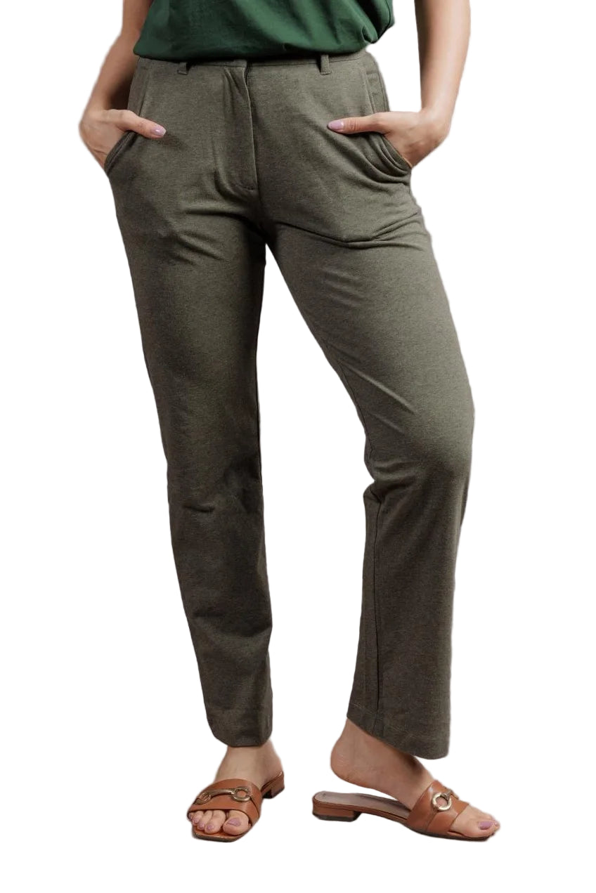 Women’s All Day Work Pants – SORONA® Stretch Trousers (220 GSM) (Forest Melange)