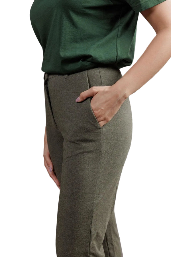 Women’s All Day Work Pants – SORONA® Stretch Trousers (220 GSM) (Forest Melange)