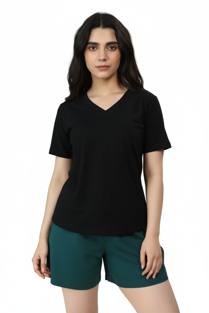 Bamboo V-Neck T-Shirt (Carbon Black)