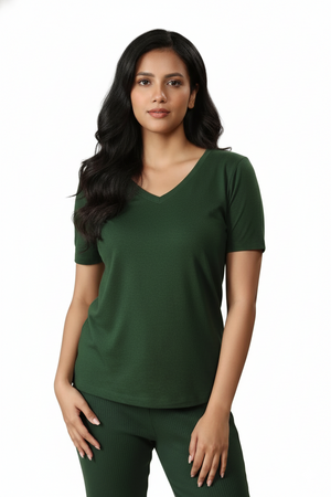 Bamboo V-Neck T-Shirt (Pine Green)