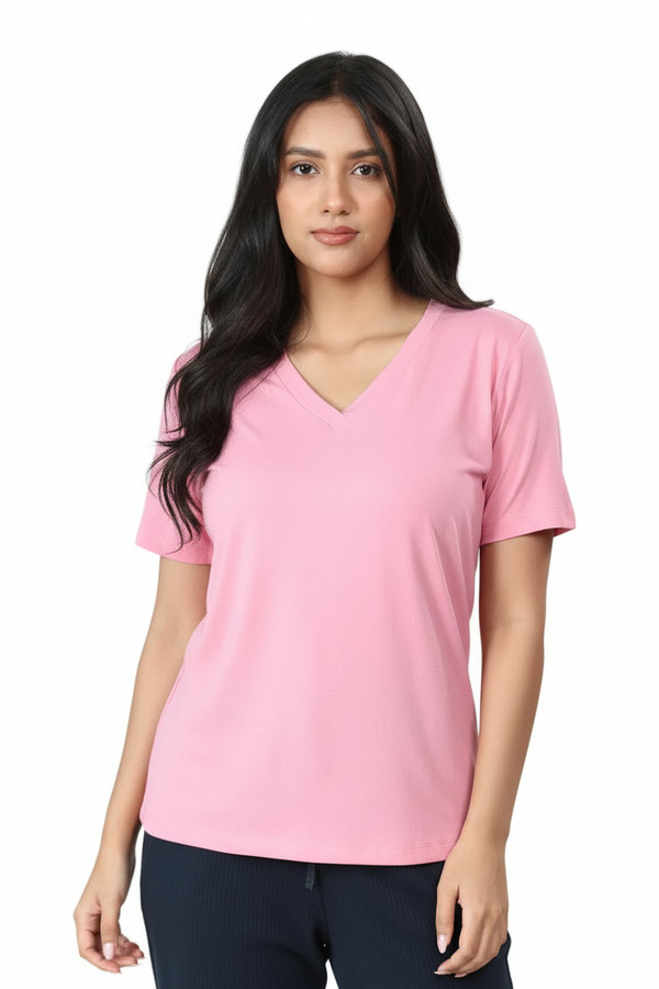 Bamboo V-Neck T-Shirt (Wild Rose)