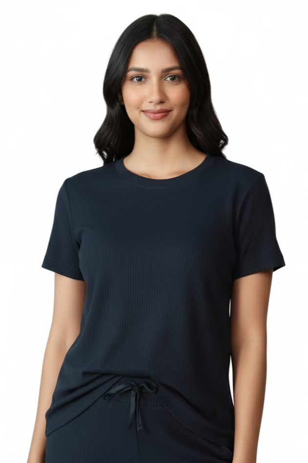Tencel Ribbed Tee (Midnight Navy)