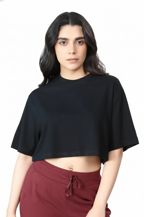 Bamboo Boxy Tee (Carbon Black)