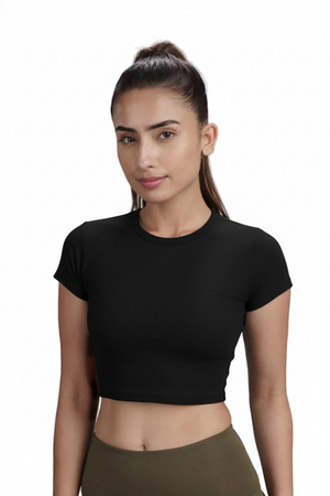 Bamboo Crop Top (Carbon Black)