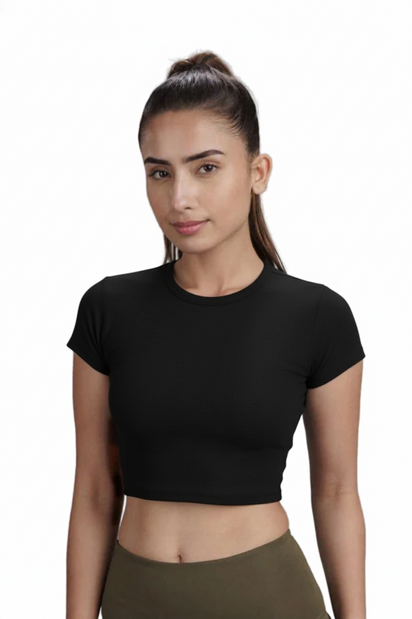 Bamboo Crop Top (Carbon Black)