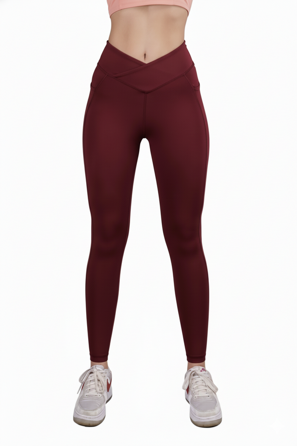 Carbon Crossband Legging (Sangria)
