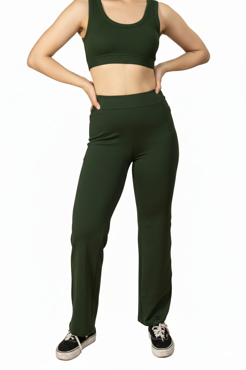 Carbon Straight Pants – EcoCiclo™ Biodegradable Polyester (Pine Green)