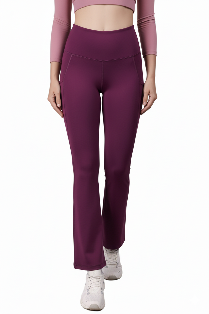 Flared Yoga Leggings (Bio-Poly Edition) (Deep Purple)