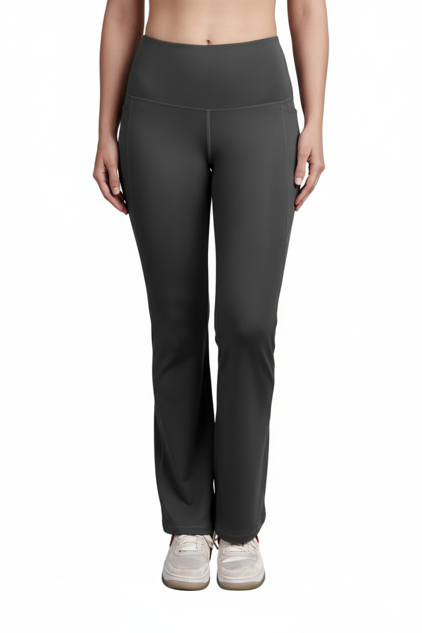 Flared Yoga Leggings (Bio-Poly Edition) (Coal Grey)